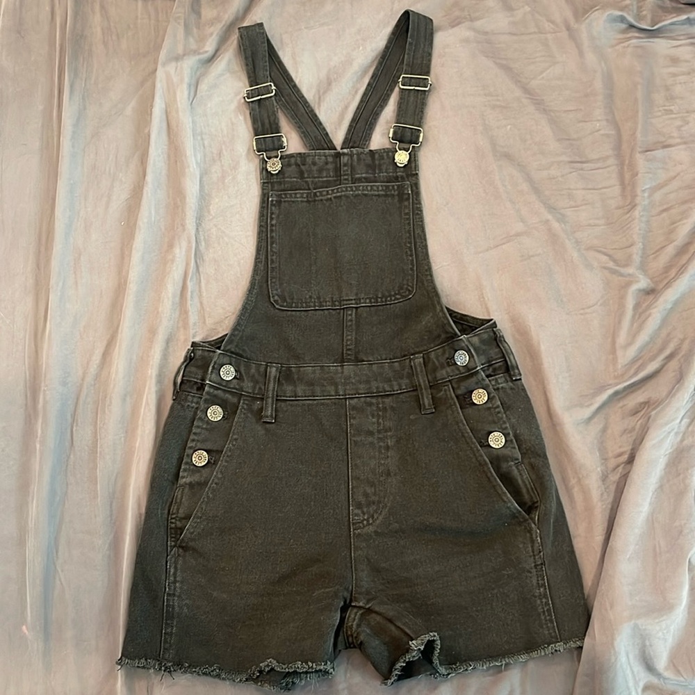 Madewell Overall Shorts in Black Denim Size XXS